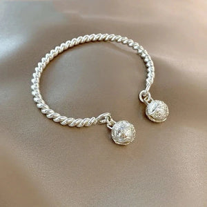 925 Silver Double Palace Bell Cuff Bangle Bracelet