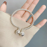 925 Silver Double Palace Bell Cuff Bangle Bracelet