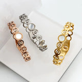 CZ Crystal Open Cuff Bracelet Stainless Steel Bangle