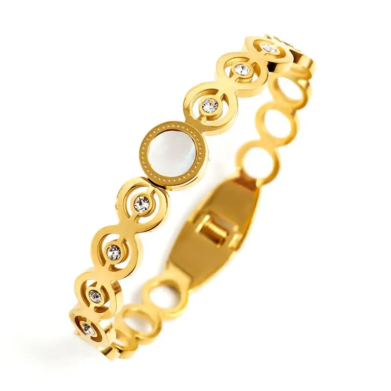 CZ Crystal Open Cuff Bracelet Stainless Steel Bangle