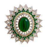 Vintage Emerald Green CZ Brooch for Women