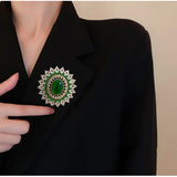 Vintage Emerald Green CZ Brooch for Women