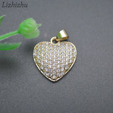 Micro CZ Pave Heart Charms Pendants for Necklace Making