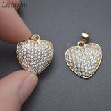 Micro CZ Pave Heart Charms Pendants for Necklace Making