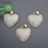 Micro CZ Pave Heart Charms Pendants for Necklace Making
