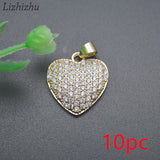 Micro CZ Pave Heart Charms Pendants for Necklace Making