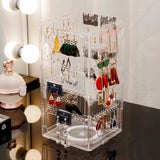 Acrylic Jewelry Box Transparent Rotating Organizer Display Storage