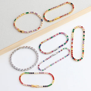 Adjustable Rainbow Zircon Tennis Bracelet for Women