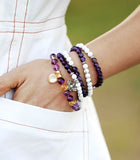 Amethyst Heart Charm Bracelet 8MM