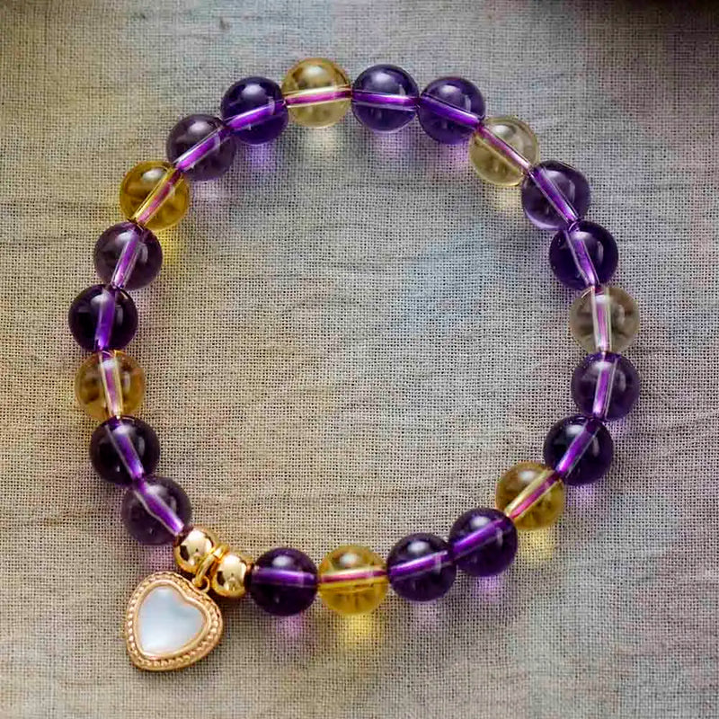 Amethyst Heart Charm Bracelet 8MM