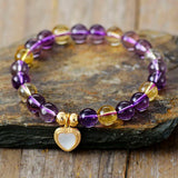 Amethyst Heart Charm Bracelet 8MM