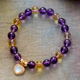 Amethyst Heart Charm Bracelet 8MM