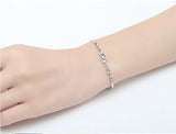 Angel Heart Bracelet 925 Sterling Silver Purple Clear Crystal Zirconia Bracelets