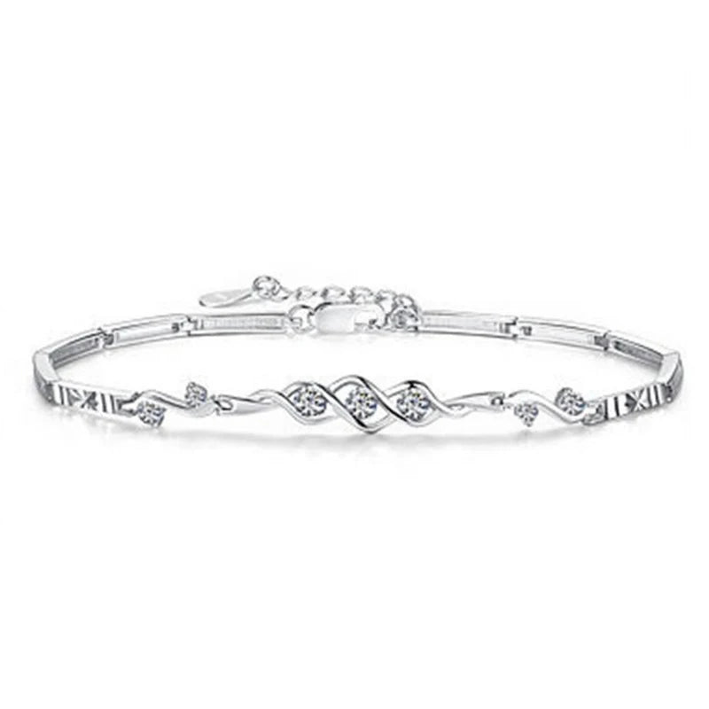 Angel Heart Bracelet 925 Sterling Silver Crystal Zirconia Bracelets