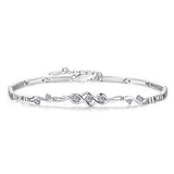 Angel Heart Bracelet 925 Sterling Silver Purple Clear Crystal Zirconia Bracelets