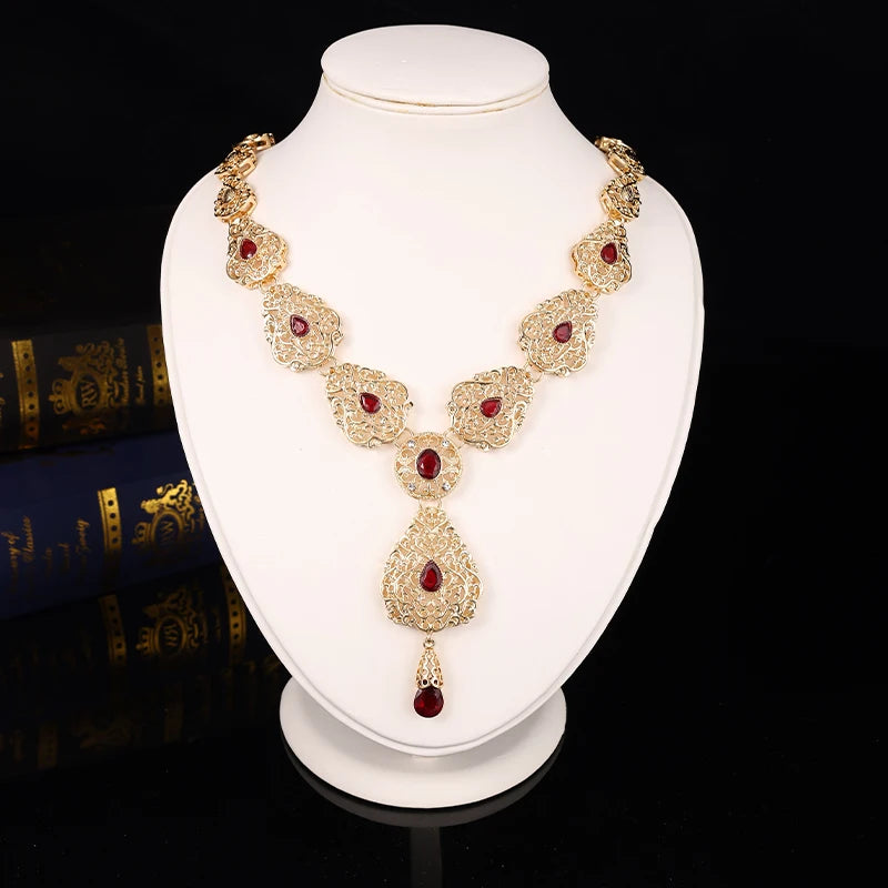 Arabian Metal Necklace with Gemstone Inlays