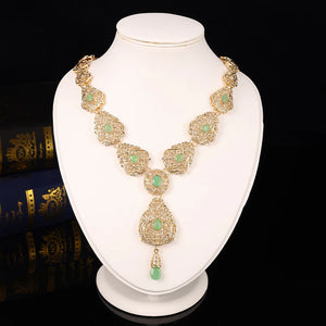 Arabian Metal Necklace with Gemstone Inlays