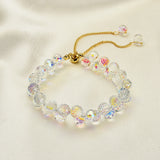 Pink Water Drop Beaded Strand Bracelet for Women