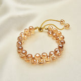 Pink Water Drop Beaded Strand Bracelet for Women