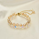 Pink Water Drop Beaded Strand Bracelet for Women