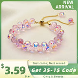 Pink Water Drop Beaded Strand Bracelet for Women