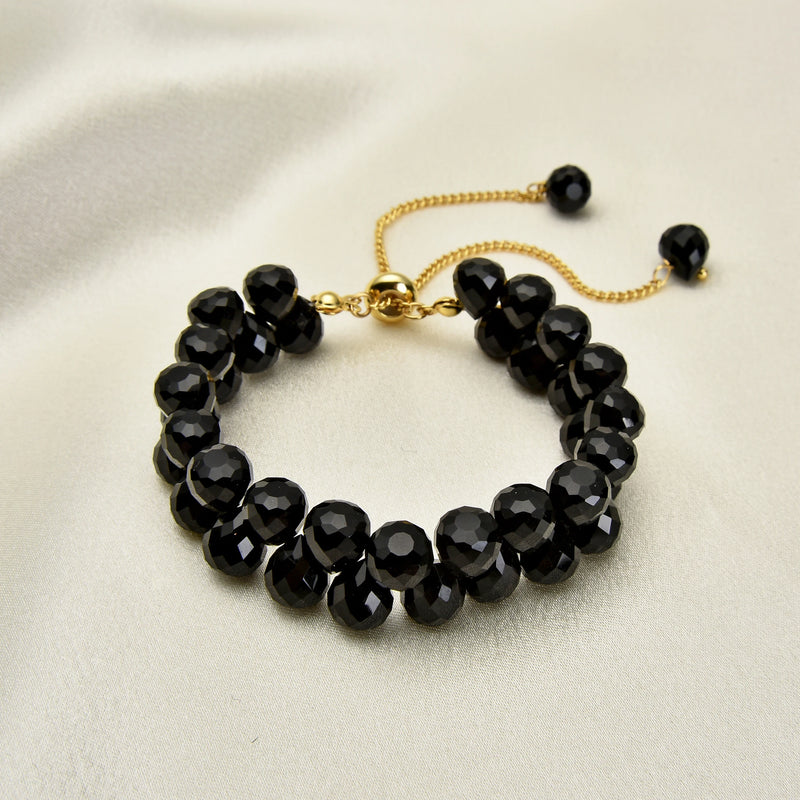 Pink Water Drop Beaded Strand Bracelet for Women
