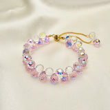 Pink Water Drop Beaded Strand Bracelet for Women