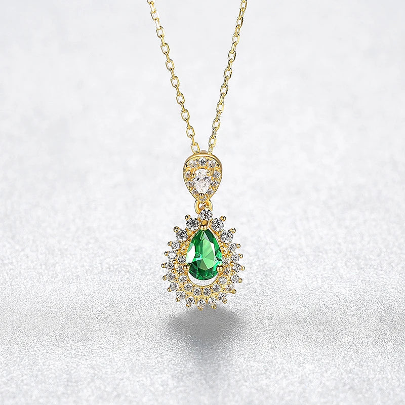Artificial Emeralds Gem S925 Pendant Necklace for Women
