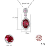 Ruby Zircon Pendant Necklace S925 Sterling Silver Gift for Women