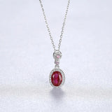 Ruby Zircon Pendant Necklace S925 Sterling Silver Gift for Women