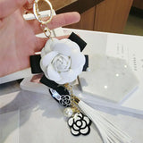 Camellia Bag Woman Keychain Plush Car Key Chain