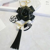 Camellia Bag Woman Keychain Plush Car Key Chain