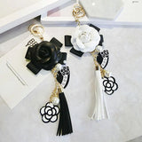 Camellia Bag Woman Keychain Plush Car Key Chain