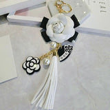 Camellia Bag Woman Keychain Plush Car Key Chain