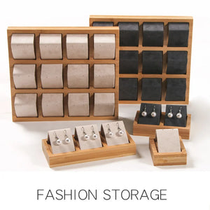 Bamboo Wood Earrings Display Tray - 4 Sizes - Jewelry Display Stand
