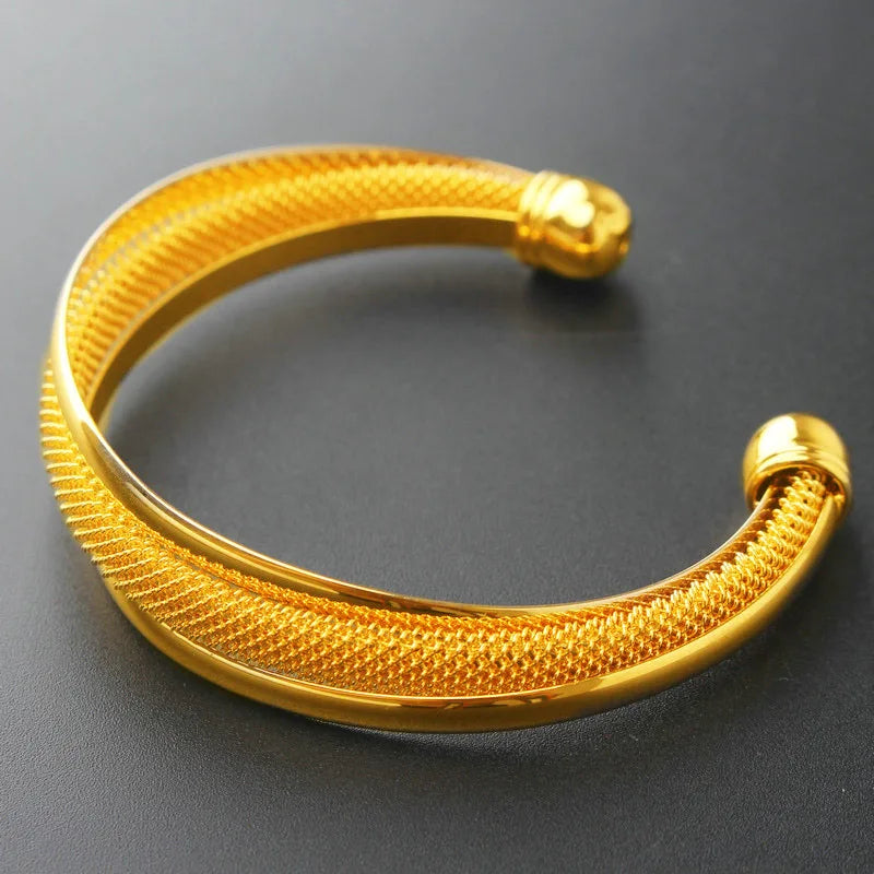 24k Dubai Bracelet African Arab Wedding Open Bracelet Jewelry