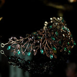 Baroque Green Crystal Leaf Bridal Crown Tiaras Rhinestone Crowns