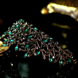 Baroque Green Crystal Leaf Bridal Crown Tiaras Rhinestone Crowns