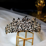Baroque Green Crystal Leaf Bridal Crown Tiaras Rhinestone Crowns
