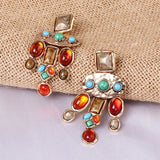 Colorful Acrylic Gem Geometric Earrings Retro Hyperbol