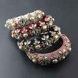 Baroque Rhinestone Flower Headband for Women