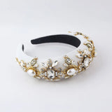 Baroque Rhinestone Headband Hand-sewn Flower Broad-brimmed Headband