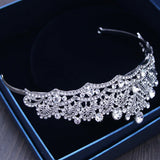Baroque Crystal Tiara Silver Plated Wedding Crown