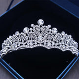 Baroque Crystal Tiara Silver Plated Wedding Crown