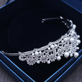 Baroque Crystal Tiara Silver Plated Wedding Crown