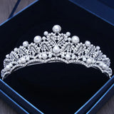 Baroque Crystal Tiara Silver Plated Wedding Crown