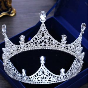 Baroque Vintage Crystal Tiaras Crowns Bridal Round Crown