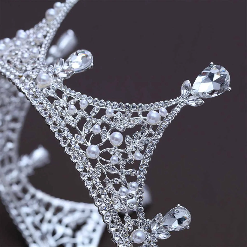Baroque Vintage Crystal Tiaras Crowns Bridal Round Crown