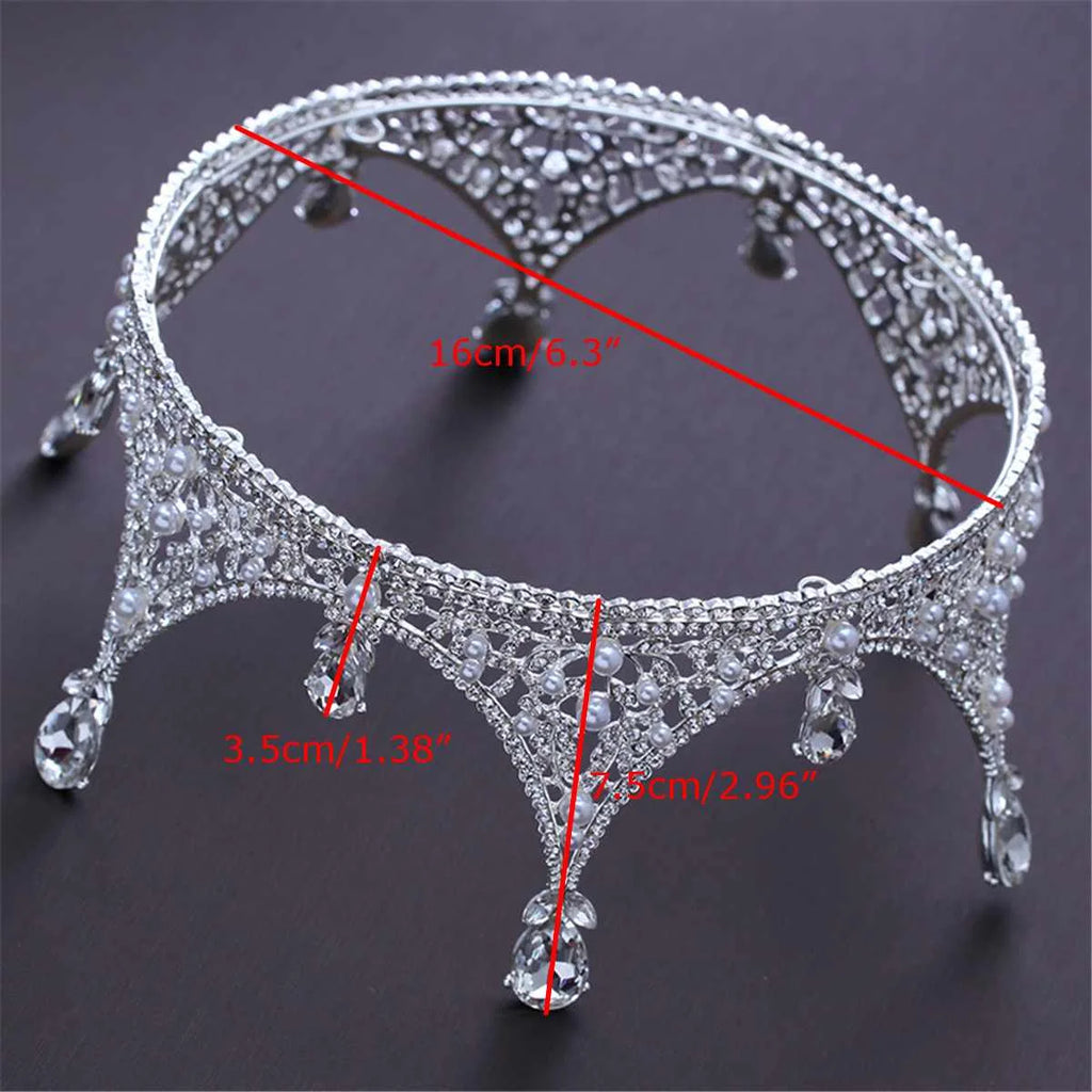 Baroque Vintage Crystal Tiaras Crowns Bridal Round Crown