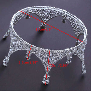 Baroque Vintage Crystal Tiaras Crowns Bridal Round Crown